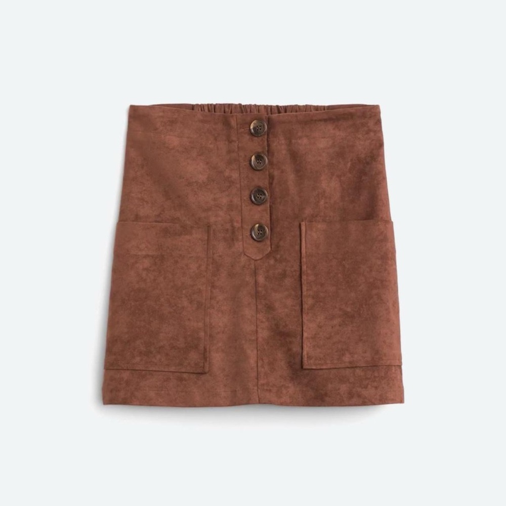 Brown suede mini skirt